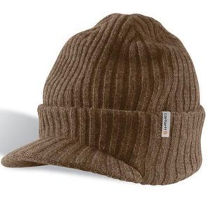 Men's Carhartt Akers Canyon Brown Rib Knit Brimmed Bill Beanie Hat